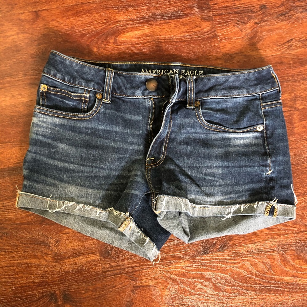 AEO dark wash jean shorts